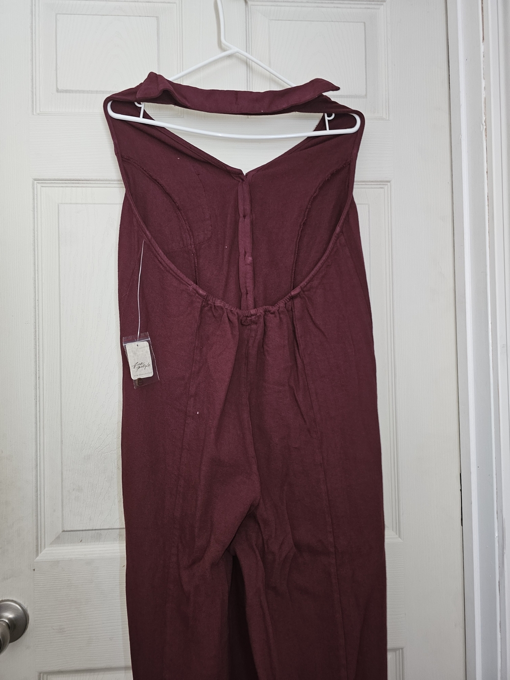 Free People Women's Burgundy Halter Button Jumpsuit - Picture 3 of 5